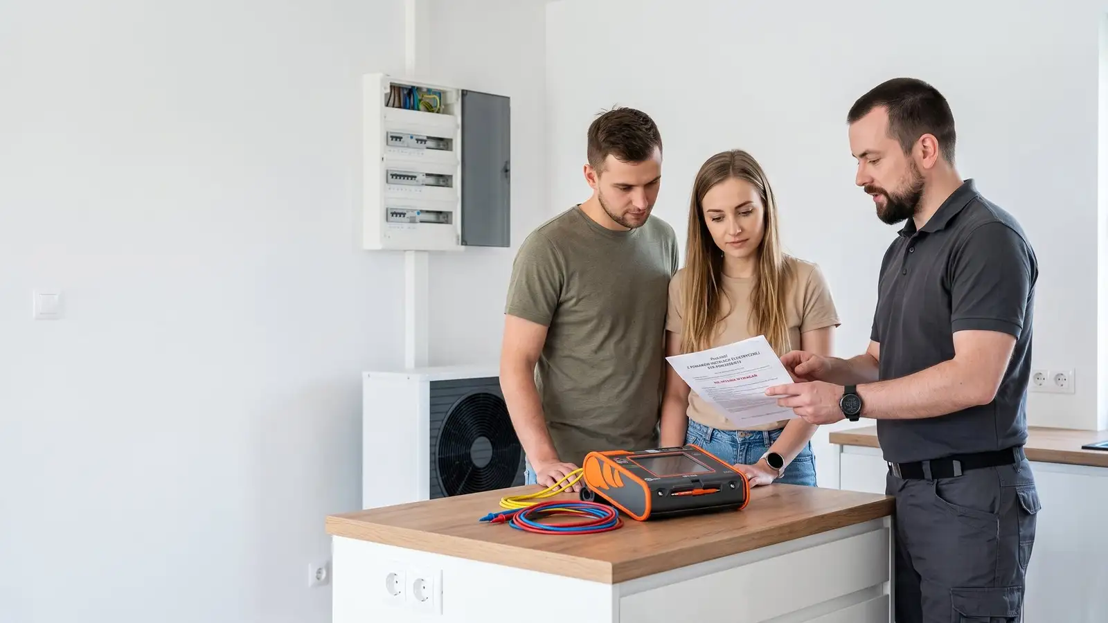 Odbiór instalacji elektrycznej w nowym domu - Daniel Pastuszak omawia protokół z inwestorami, Steramo
